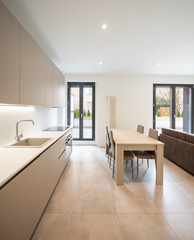 Open space with elegant kitchen and living room