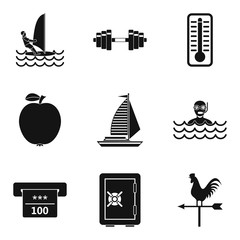 Pond icons set, simple style