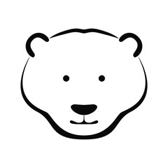 Icon white bear head. Flat symbol white bear. Isolated sign on white background. Vector Illustration