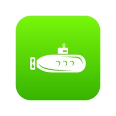 Long submarine icon green vector