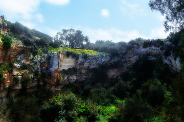 Fototapeta na wymiar The Mysterious Crater known as il-Maqluba in Malta