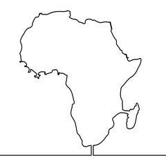 Single continuous line art map of Africa vector