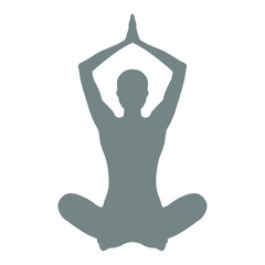 Symbol yoga pose. Women silhouette in pose yoga.  Isolated gray sign on white background. Vector illustrationector illustration