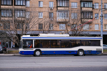 Moscow, Russia - April, 8, 2018: trolleybus on the Moscow street