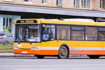 Fototapeta na wymiar Moscow, Russia - April, 8, 2018: bus on the Moscow street