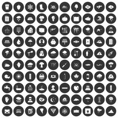 100 thunderstorm icons set black circle