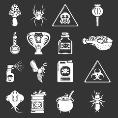 Poison danger toxic icons set grey vector