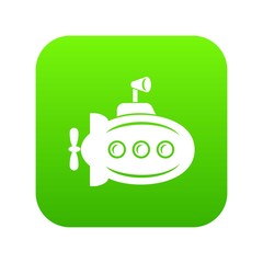 Bathyscaphe with horn icon green vector