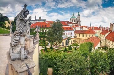 Beautiful summer view on St Vitus cathedral from Vrtba garden (18th century), Prague