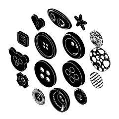 Clothes button icons set, simple style