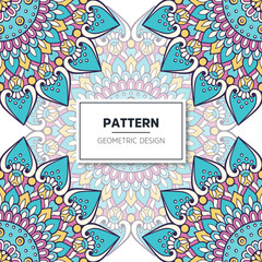 Naklejka premium Ethnic floral seamless pattern with mandalas