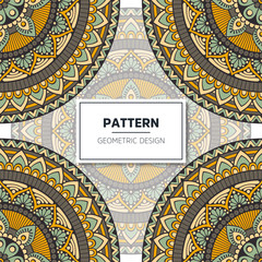 Ethnic floral seamless pattern with mandalas