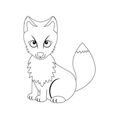 Colorless funny cartoon arctic fox.