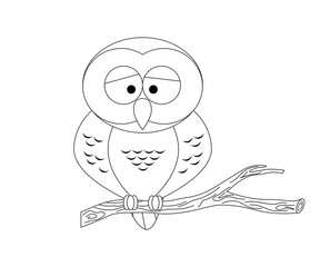 Colorless funny cartoon owl.