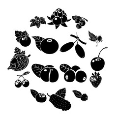 Berries icons set, simple style