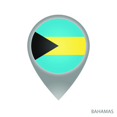 Map pointer with flag of Bahamas. Gray abstract map icon. Vector Illustration.