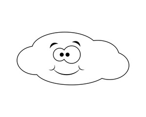 Colorless funny cartoon cloud. Vector illustration. Coloring pag
