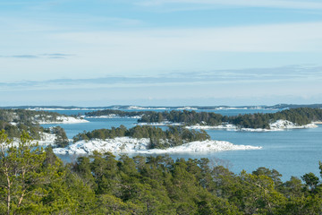 High view from the Bjorno nature reserve archipelago