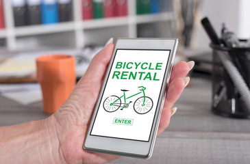 Bicycle rental concept on a smartphone