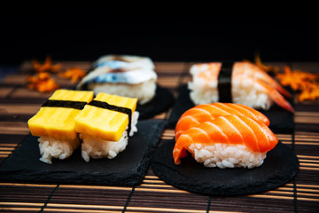 fresh sushi traditional japanese food on the table
