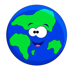 Funny cartoon earth. Vector illustration isolated on white backg
