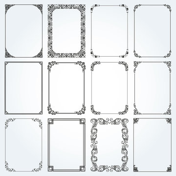 Decorative rectangle frames and borders set vector