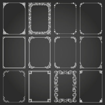 Decorative Rectangle Frames And Borders Set Vector