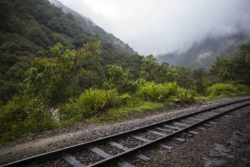 Fototapeta premium Railroad at Aguas Calientes in Peru