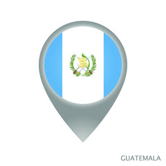 Map pointer with flag of Guatemala. Gray abstract map icon. Vector Illustration.