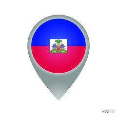 Map pointer with flag of Haiti. Gray abstract map icon. Vector Illustration.