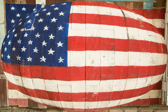 Design American Flag Painted on wood background
