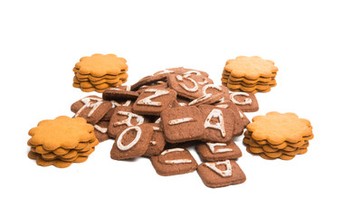 biscuits with letters isolated