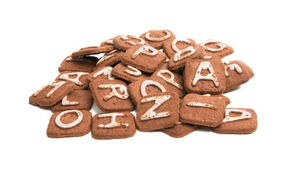 biscuits with letters isolated