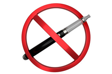 3d rendering of no electronic cigarettes sign isolated on white background with clipping paths.