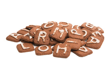 biscuits with letters isolated