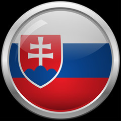 Obraz premium Slovakia's flag glass button vector illustration