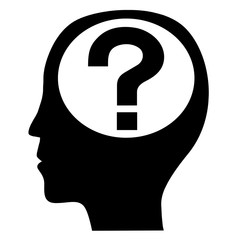 The question mark in my head, thinking person illustrations on the theme of the thinking man