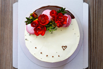 biscuit cake with flowers and biscuits