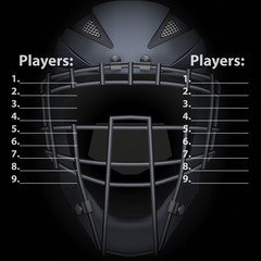 scoreboard of Baseball and Softball Games wit Catcher Mask Helmet. Sport equipment and gear. Vector Illustration
