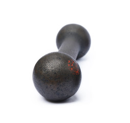 Old fitness dumbbells isolated on a white background