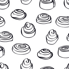 Food collection Cinnamon buns Seamless pattern