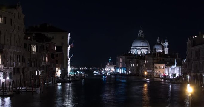 Timelapse of Venice with Basilica Santa Maria della Salute at night