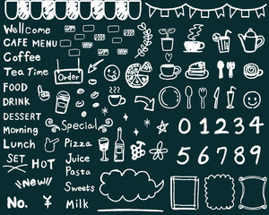 カフェ 手描きメニュー黒板チョークイラスト © SENRYU