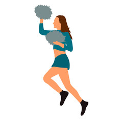 icon silhouette of girl cheerleader, sport, cheerleading, team.