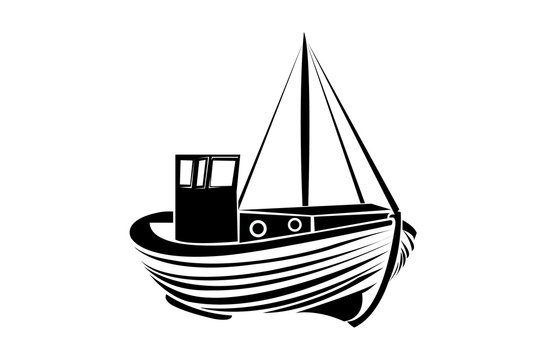 Vintage fisherman boat logo design