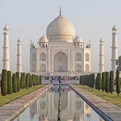 view on Taj Mahal from garden, India