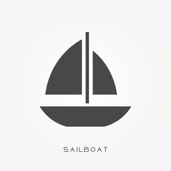 Silhouette icon sailboat