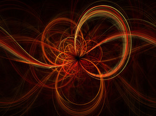 Beautiful fractal abstract line shapes illustration - background, Fractal brown and yellow shapes fantasy pattern 