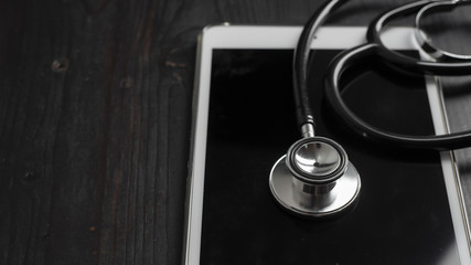 Close-up Of Medical Stethoscope On Tablet computer