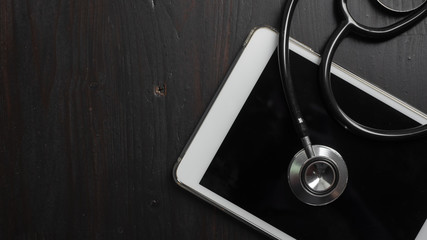 Close-up Of Medical Stethoscope On Tablet computer